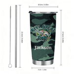 Gepersonaliseerde Camouflage Visserij Patroon 20 oz Tumbler met Naam Dagelijks Gebruik Vaderdag Verjaardagscadeau voor Vader Opa