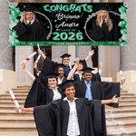 Personalized Balloons Graduation Photo Glittery Banner with Name and School Name Graduation Ceremony Party Gift for Class of 2026 Graduates