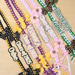 Personalised Polka Dot Bow Rhinestone Two-Coloured Braided Graduation Ribbon Lei with Texts Graduation Party Gift for Graduates