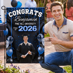 Personalised Multi-Colour Photo Garden Flag with Name and Year Garden Decoration Graduation Gift for Graduate