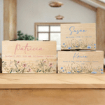 Caja de madera de flores silvestres personalizada con nombre y texto Regalo de cumpleaños de Baby Shower para padres recién nacidos
