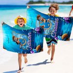 Telo mare personalizzato con nome e iniziale, tema piccolo diver, morbido e assorbente, ideale per mare - Regalo estivo per bambini