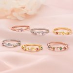 Personalized 1-6 Vines Flowers Birthstones Sterling Silver Ring Dainty Jewelry Birthday Anniversary Mother's Day Gift for Women