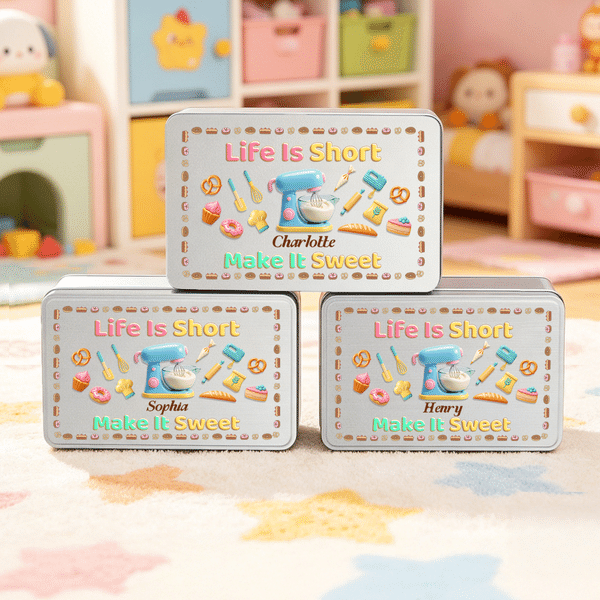 Personlig kaffemaskin med brød-is-mønster Kjeksboks med navn Daglig oppbevaringstilbehør Bursdagsgave til barn Gutter Jenter