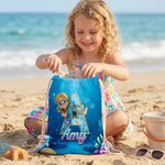 Telo mare personalizzato con nome e iniziale, tema piccolo diver, morbido e assorbente, ideale per mare - Regalo estivo per bambini