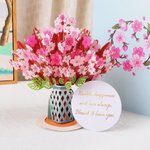 Personalised 3D Flower Greeting Card with Text Birthday Anniversary Valentine's Day Mother's Day Gift for Her