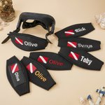 Personalized Embroidered Scuba Dive Flag Mask Strap Cover Name Diving Accessory Daily Use Birthday Gift for Scuba Divers Diving Enthusiasts