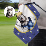 Personlig søt golf kjæledyrfoto superabsorberende vaffelsportshåndkle med navn og hengende klips Game Day bursdagsgave til golfspillere kjæledyrelskere