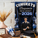 Personalised Multi-Colour Photo Garden Flag with Name and Year Garden Decoration Graduation Gift for Graduate