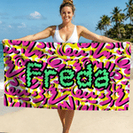 Personalized Abstract Graffiti Design Oversized Quick Dry Beach Towel with Name Birthday Beach Party Gift for Friends Family