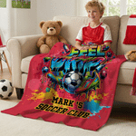 Coperta morbida personalizzata Feel the Drip Soccer Pattern con nome Home Decor Regalo di compleanno del club di calcio per gli amanti del calcio