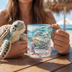 Personalized Sea Turtle 11oz / 15oz Ceramic Mug with Name and Handle Birthday Anniversary Gift for Sea Turtle Lovers Families