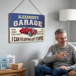 Personalized I Can Fix Anything Except Stupid Vintage Garage Metal Sign with Name Father's Day Birthday Gift for Dad Grandpa Car Motorcycle Lovers