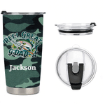 Gepersonaliseerde Camouflage Visserij Patroon 20 oz Tumbler met Naam Dagelijks Gebruik Vaderdag Verjaardagscadeau voor Vader Opa