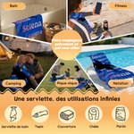 Serviette de plage personnalisée avec silhouette et nom - Style de silhouette cavalier et cheval - Cadeau d'anniversaire pour passionné d'équitation