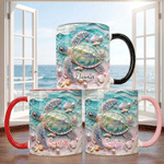 Personalized Sea Turtle 11oz / 15oz Ceramic Mug with Name and Handle Birthday Anniversary Gift for Sea Turtle Lovers Families