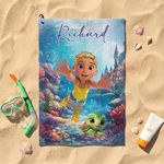 Personalised 3D Cartoon Character Ocean Animals Absorbent Waffle Towel with Hanging Clip Birthday Sports Gift for Family Friends Kids
