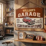 Personalized I Can Fix Anything Except Stupid Vintage Garage Metal Sign with Name Father's Day Birthday Gift for Dad Grandpa Car Motorcycle Lovers