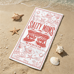 Personalised Seaside Element Salty Moms Quick Dry Oversized Beach Towel with Name Beach Party Birthday Mother's Day Gift for Mom Grandma