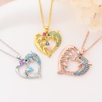 Personalizado 1-7 Birthstones Corazón Dolphin Zircon Collar con nombres grabados Joyería Exquisita Cumpleaños Día de la Madre Regalo para Mujeres Mamá Esposa