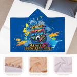 Coperta morbida personalizzata Feel the Drip Soccer Pattern con nome Home Decor Regalo di compleanno del club di calcio per gli amanti del calcio