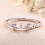 Personalized 1-6 Vines Flowers Birthstones Sterling Silver Ring Dainty Jewelry Birthday Anniversary Mother's Day Gift for Women