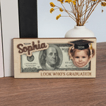 Personalised Graduation Cap Photo Wooden Money Holder with Name and Year Graduation Ceremony Party Gift for Classmates Friends Graduates