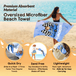 Personalized Cartoon Racing Kid Face Photo Character Quick Dry Oversized Beach Towel with Name Travel Essentials Summer Vacation Gift for Boys Girls