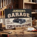 Personalized I Can Fix Anything Except Stupid Vintage Garage Metal Sign with Name Father's Day Birthday Gift for Dad Grandpa Car Motorcycle Lovers