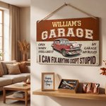 Personalized I Can Fix Anything Except Stupid Vintage Garage Metal Sign with Name Father's Day Birthday Gift for Dad Grandpa Car Motorcycle Lovers