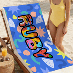 Personalized Abstract Graffiti Design Oversized Quick Dry Beach Towel with Name Birthday Beach Party Gift for Friends Family