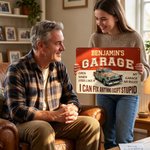 Personalized I Can Fix Anything Except Stupid Vintage Garage Metal Sign with Name Father's Day Birthday Gift for Dad Grandpa Car Motorcycle Lovers