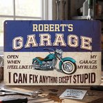 Personalized I Can Fix Anything Except Stupid Vintage Garage Metal Sign with Name Father's Day Birthday Gift for Dad Grandpa Car Motorcycle Lovers