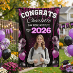 Personalised Multi-Colour Photo Garden Flag with Name and Year Garden Decoration Graduation Gift for Graduate