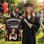 Personalised Multi-Colour Photo Garden Flag with Name and Year Garden Decoration Graduation Gift for Graduate