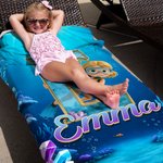 Telo mare personalizzato con nome e iniziale, tema piccolo diver, morbido e assorbente, ideale per mare - Regalo estivo per bambini