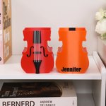Portamatite personalizzato multicolore a forma di violino con nome e decorazione da scrivania Regalo di compleanno per amici di famiglia amanti della musica
