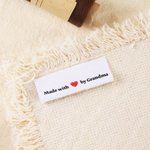 Personalised Made with Heart Sewing Labels Text Tags Set of 10 for Clothing Handmade Item Birthday Gift for Knitting DIY Craft Lovers