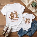 Personalisierter Babybody zum Thema Tierfamilie | T-Shirt im Partnerlook wählbar | 100% Baumwolle | mit Namen | Muttertag Geschenk für Babys Mama