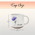 Personalised Jewellery-Inspired Birth Flower 11.8 oz Ceramic Mug with Name Daily Use Mother's Day Birthday Gift for Mom Woman