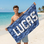 Personalised Camo Design Oversized Quick Dry Beach Towel with Name Birthday Beach Party Gift for Men