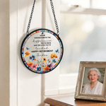 Personlig blomma fjäril trädgård solfångare med namn och text rumsdekoration pensioneringsgåva för mamma pensionär