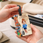 Personalisierte 3D Cartoon Reise Charakter Gepäckanhänger mit Namen Reise Essentials Geburtstag Geschenk für Familie Freund