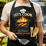 Personalised Barbecue Theme Adult Apron with Name Daily Kitchen Cooking Father's Day Birthday Gift for Dad Man