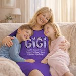 Personalized Daisy Title Multicolor Lounge Pajamas Nightdress with 1-16 Names and Pockets Daily Wear Birthday Mother's Day Gift for Grandma Mom