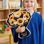Personalized Graduation Plush Bear Flower Soft Throw Pillow with Name Graduation Gift for Class of 2026