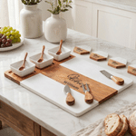 Gepersonaliseerde gegraveerde naam marmeren 11 delige snijplank onderleggers set met keramische kom engagement vaderdag cadeau voor familie vrienden vader