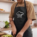Personalized Multicolour Baking Kitchenware Pattern Waterproof Chef Apron with Pockets and Name Father's Day Birthday Gift for Cooking Baking Lovers