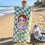 Serviette de plage à séchage rapide avec nom Activités de plein air Fête de plage Cadeau d'anniversaire pour enfants Famille