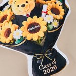 Personalized Graduation Plush Bear Flower Soft Throw Pillow with Name Graduation Gift for Class of 2026